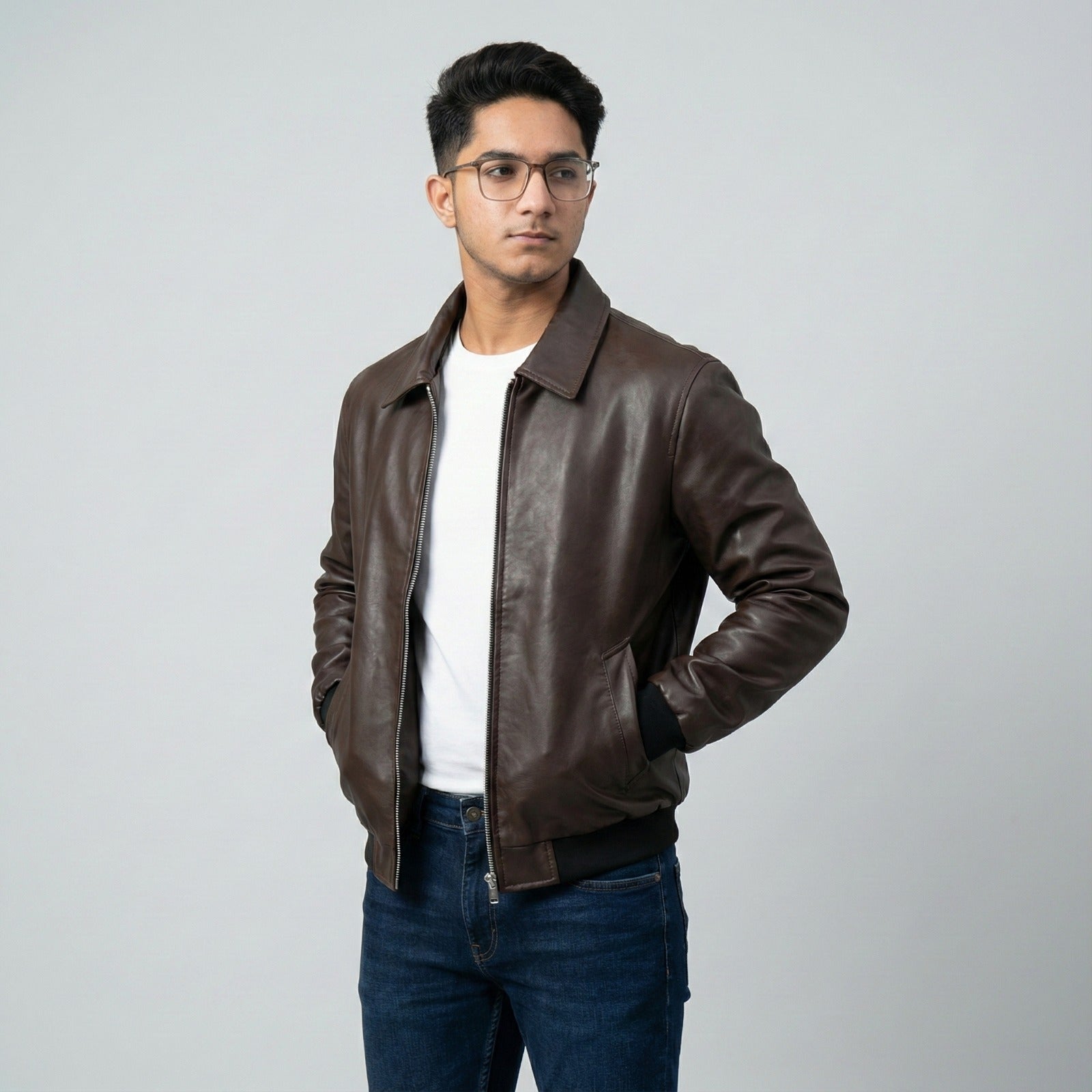 brown lather jacket