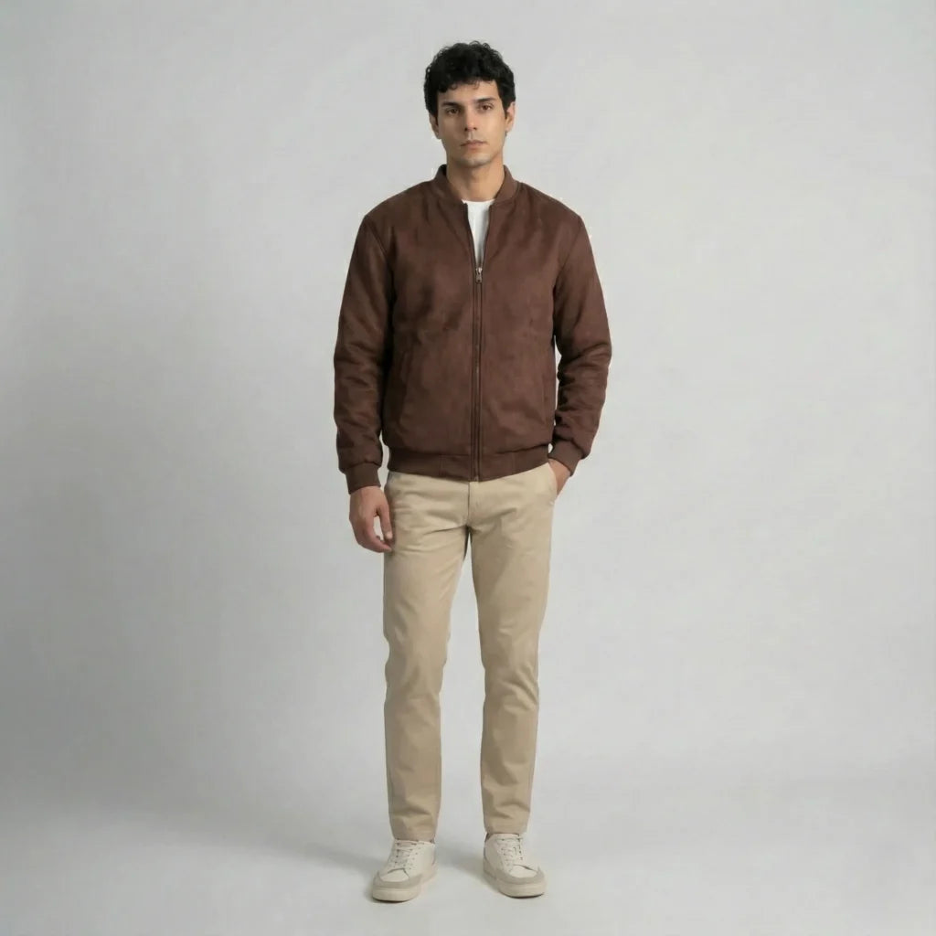 CLASIC BROWN SUEDE BOMBER JACKET