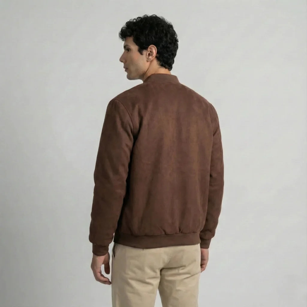 CLASIC BROWN SUEDE BOMBER JACKET
