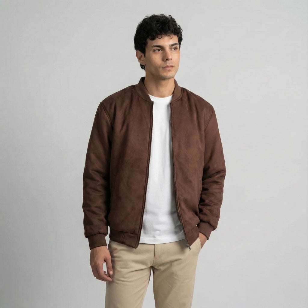 CLASIC BROWN SUEDE BOMBER JACKET